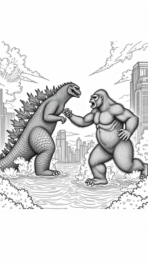 Godzilla vs Kong Páginas para colorear 2021